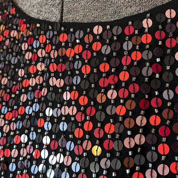 Shoshanna NWT Sequin Evie Swing Dress Red Black Beaded Mini Party Occasion, sz 2 - Picture 7 of 17